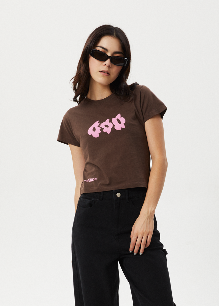 Afends Womens Alohaz - Recycled Baby Tee - Coffee Pink 