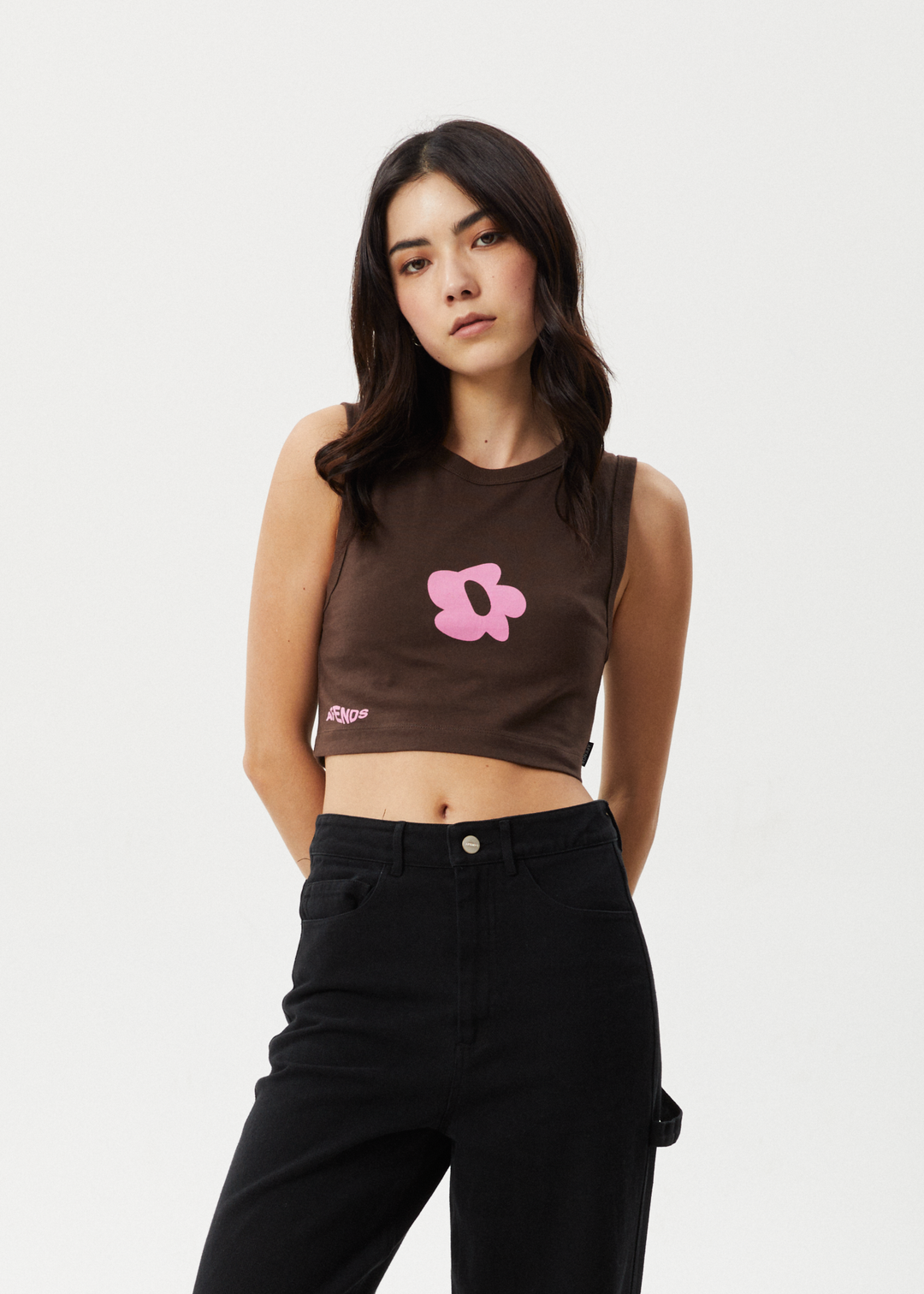 AFENDS Womens Alohaz - Cropped Tank - Coffee Pink 