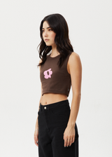 Afends Womens Alohaz - Recycled Cropped Tank - Coffee Pink - Afends womens alohaz   recycled cropped tank   coffee pink 