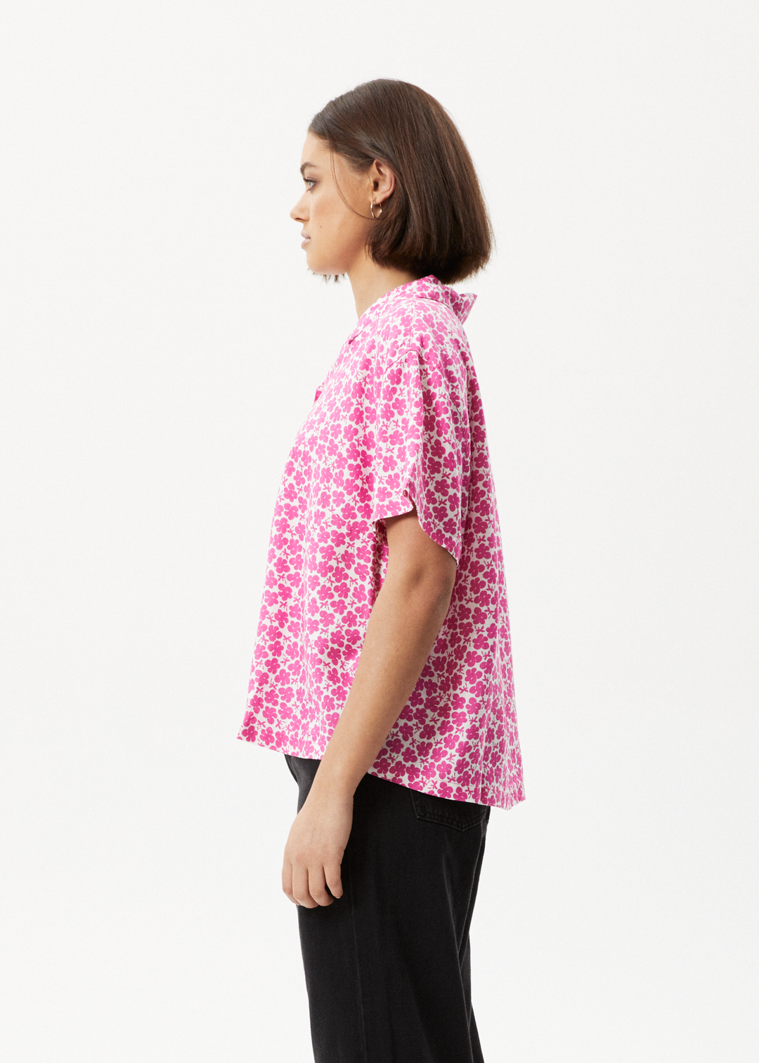 AFENDS Womens Madeline Mood - Short Sleeve Shirt - Bubblegum Floral 