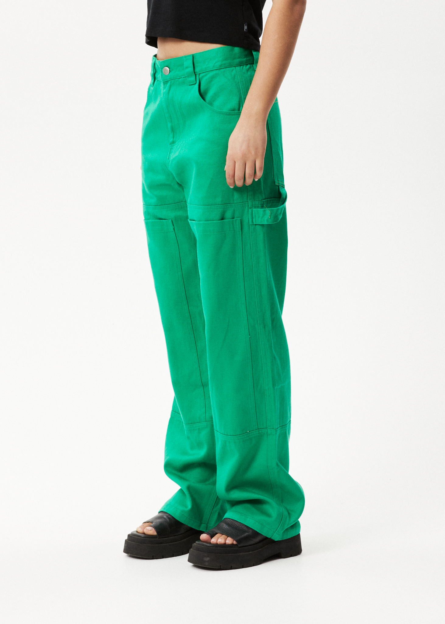 AFENDS Womens Sleepy Hollow Moss - Twill Workwear Pant - Forest