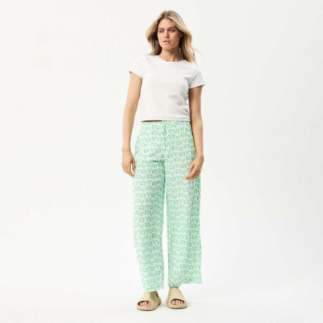 AFENDS Womens Swan Sienna - Wide Leg Pant - Lime Green W226400-LMG-28