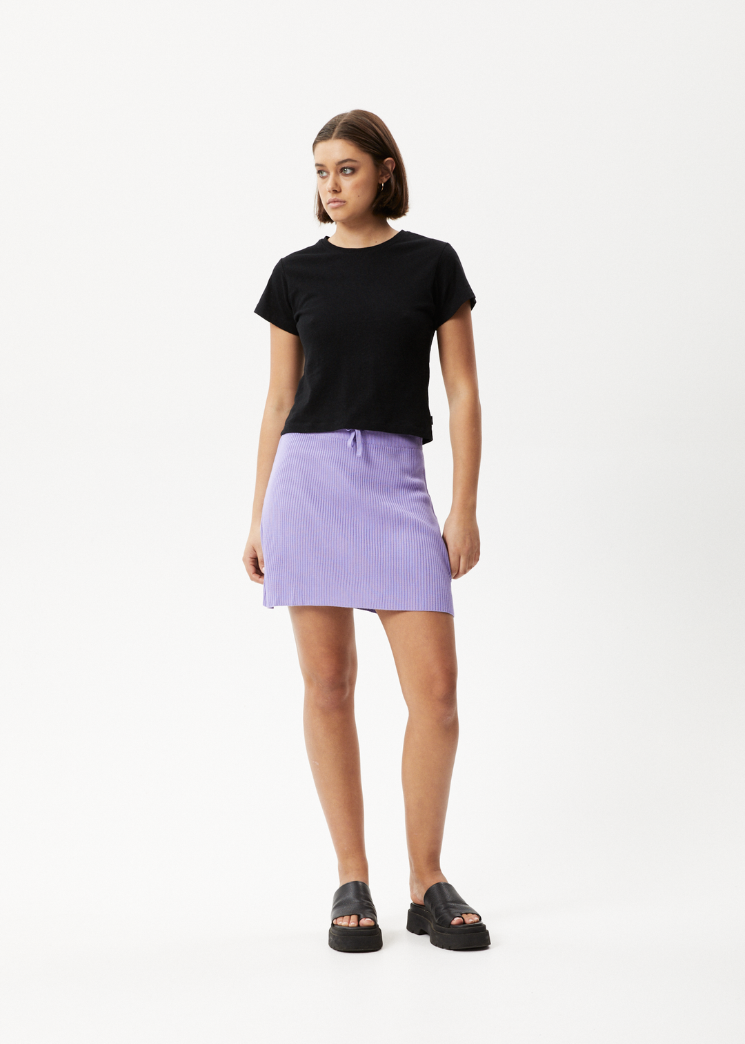 AFENDS Womens Lula - Knit Mini Skirt - Plum 