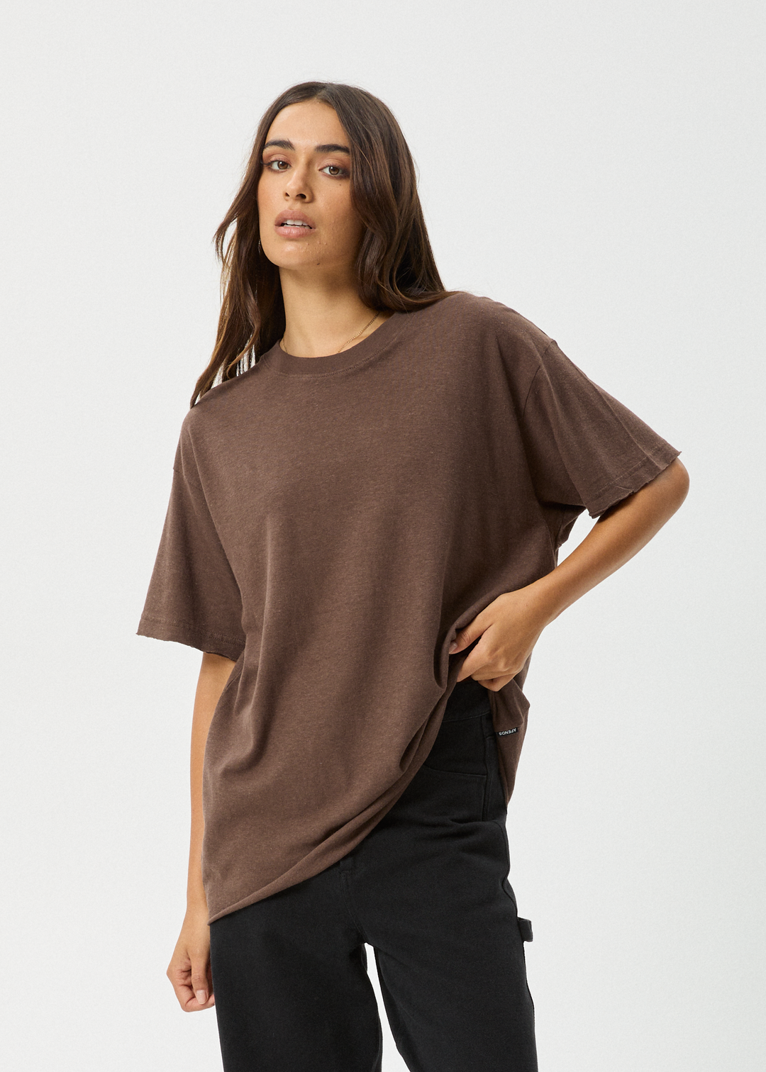 AFENDS Womens Slay - Oversized Tee - Coffee 