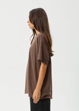 AFENDS Womens Slay - Oversized Tee - Coffee - Afends womens slay   hemp oversized tee   coffee 