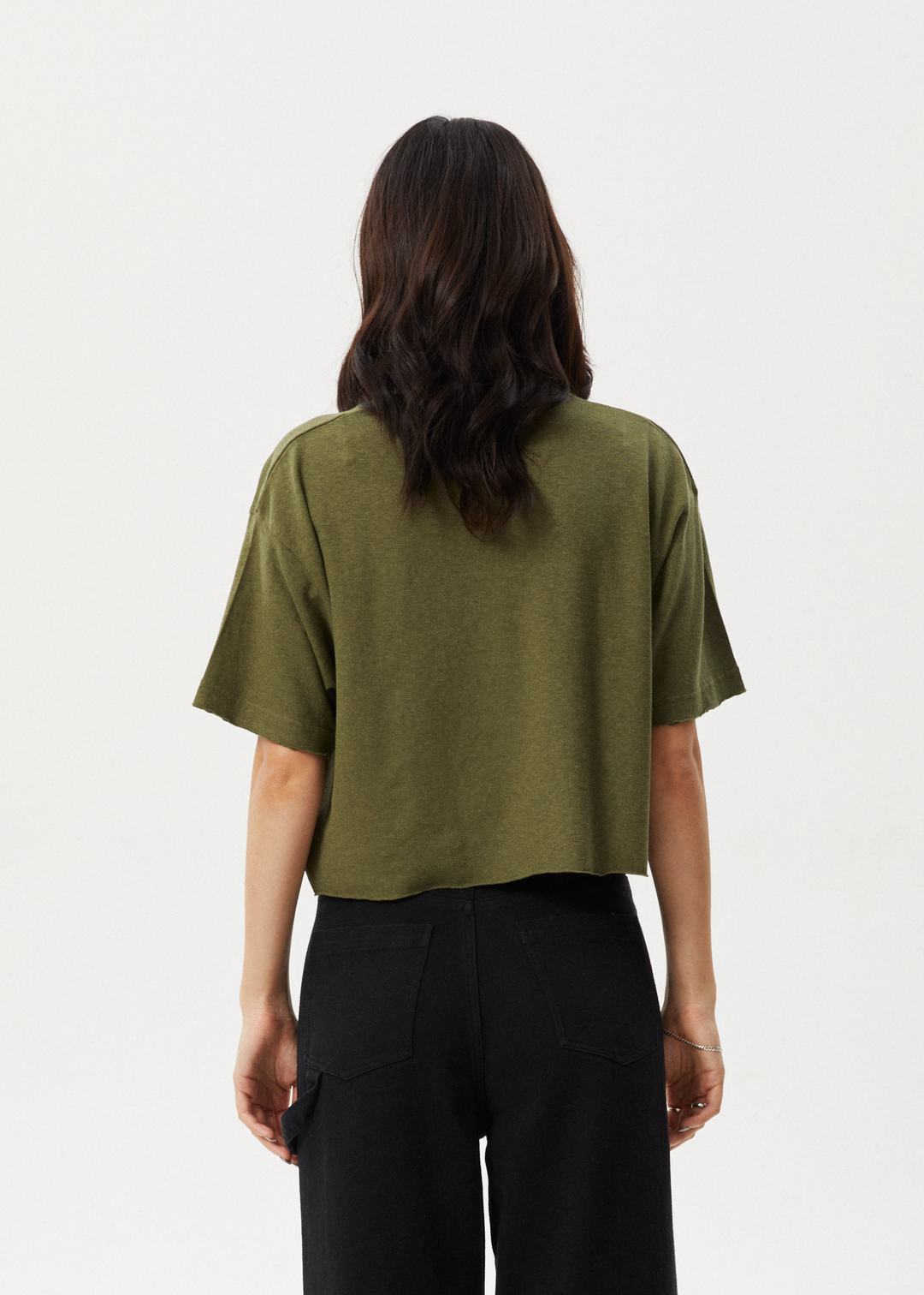 AFENDS Womens Slay Cropped - Oversized Tee - Military 