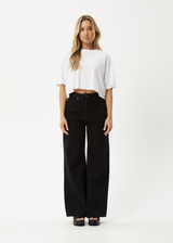 AFENDS Womens Slay Cropped - Oversized Tee - White - Afends womens slay cropped   hemp oversized tee   white 