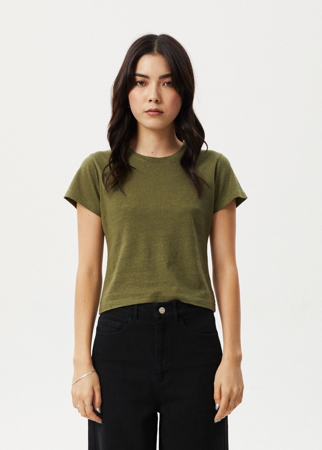 AFENDS Womens Carmen - Baby Tee - Military 