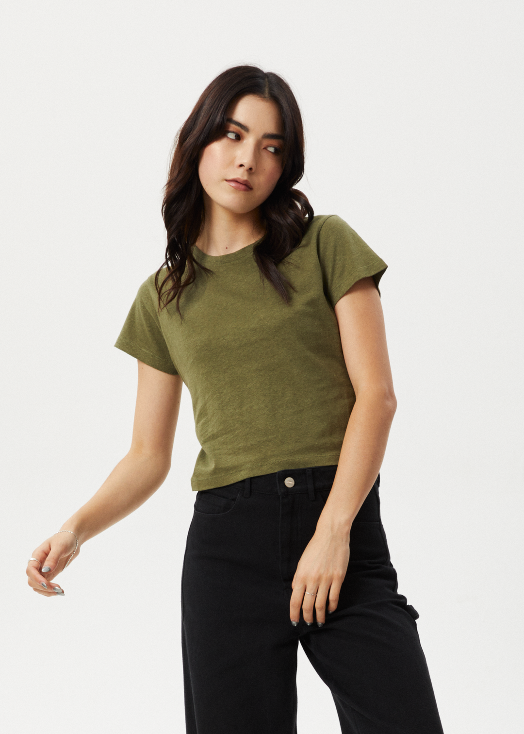 AFENDS Womens Carmen - Baby Tee - Military 