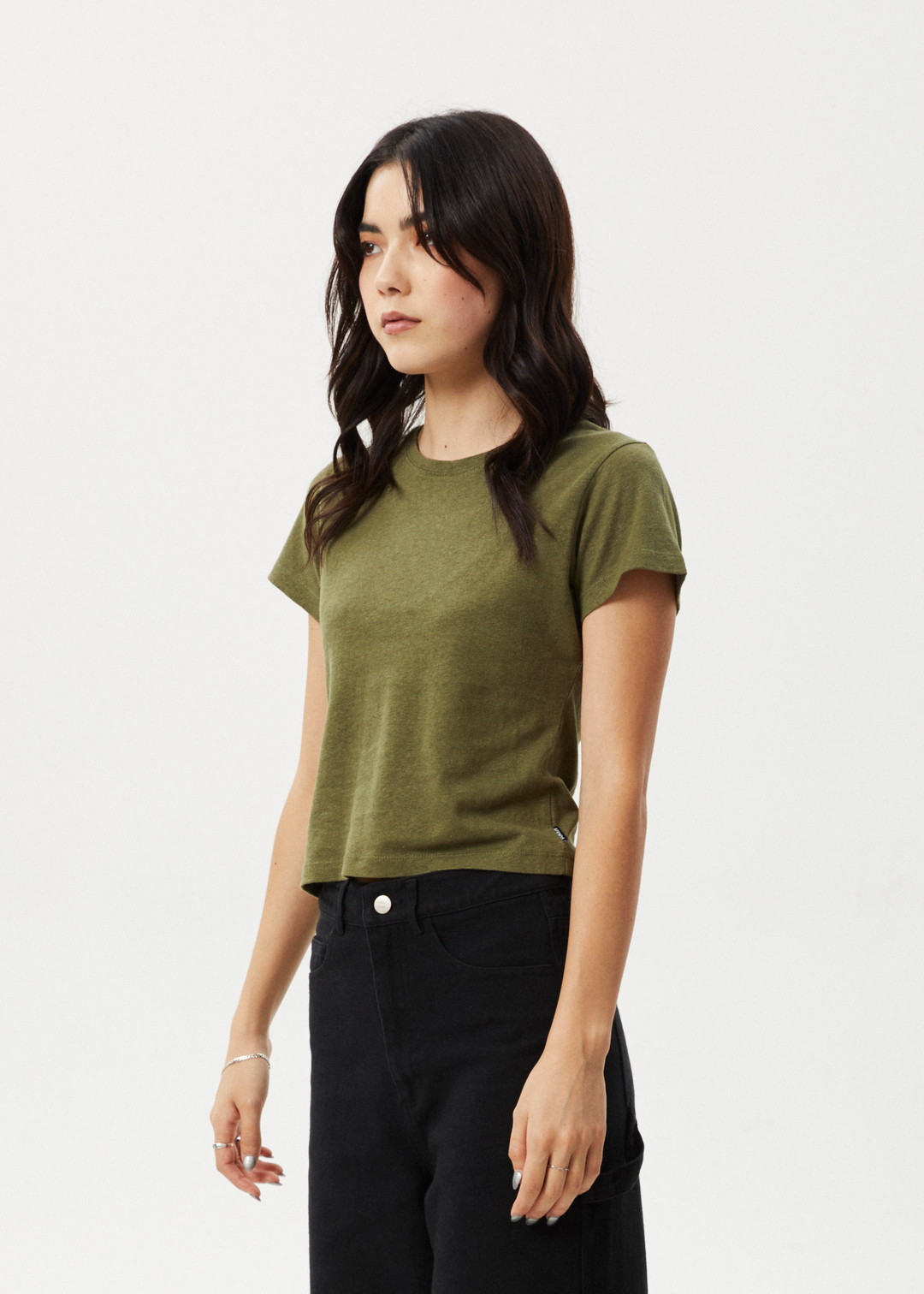 AFENDS Womens Carmen - Baby Tee - Military 