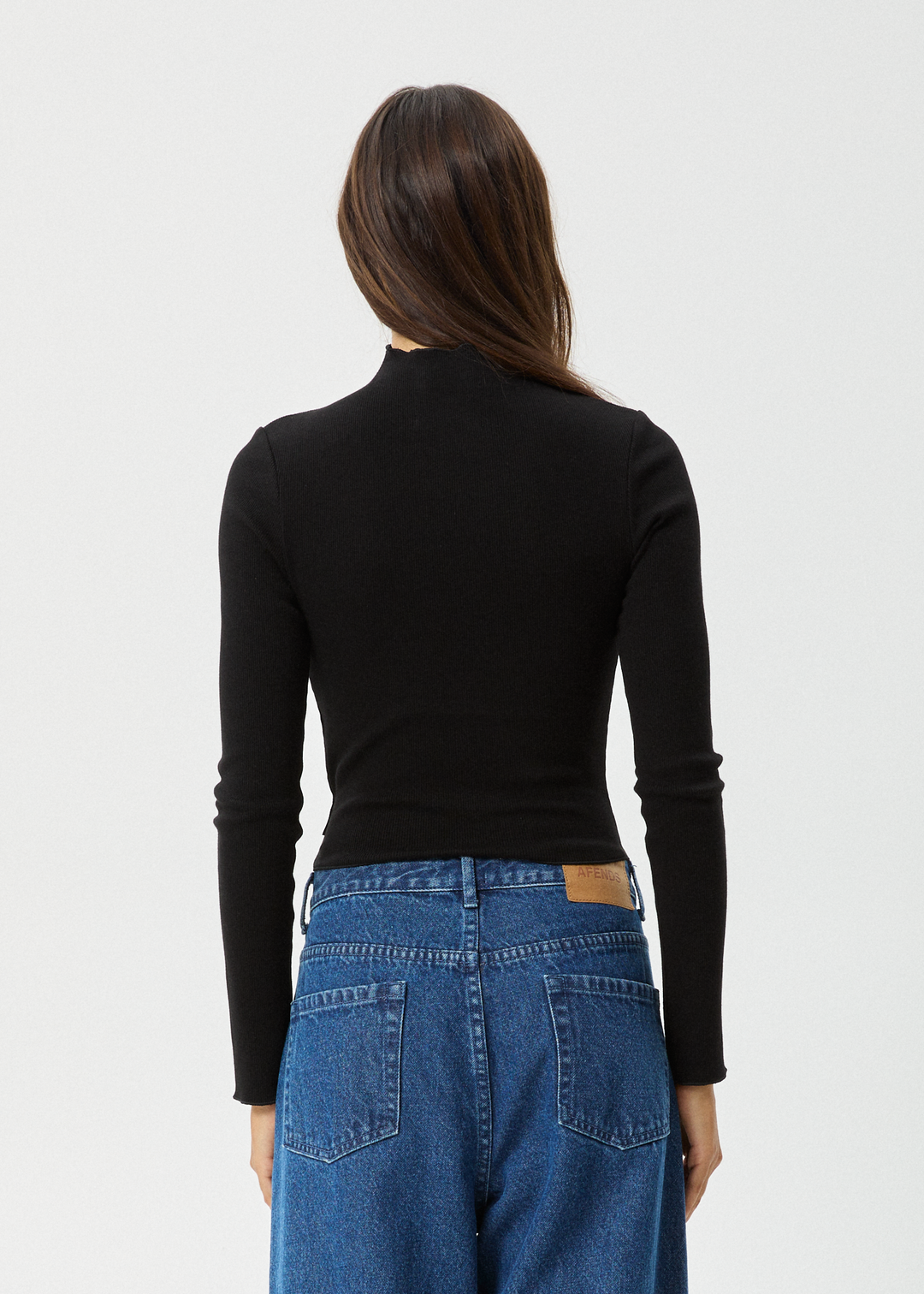 AFENDS Womens Iconic - Long Sleeve Rib Top - Black 