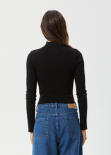 AFENDS Womens Iconic - Organic Long Sleeve Rib Top - Black - Afends womens iconic   organic long sleeve rib top   black 