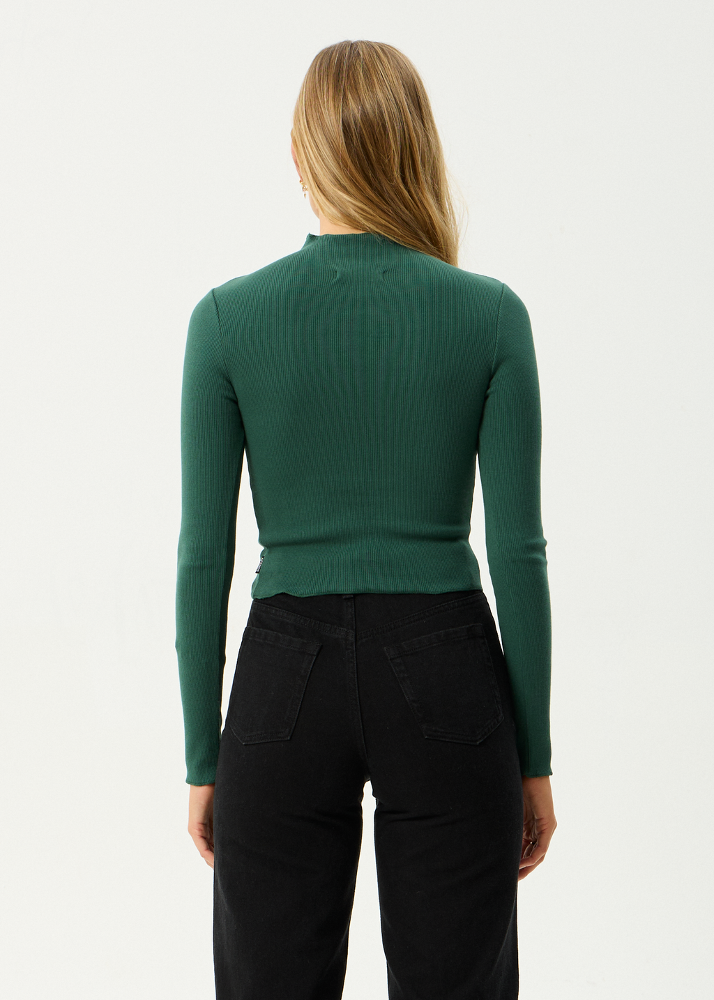 AFENDS Womens Iconic - Long Sleeve Rib Top - Hunter Green