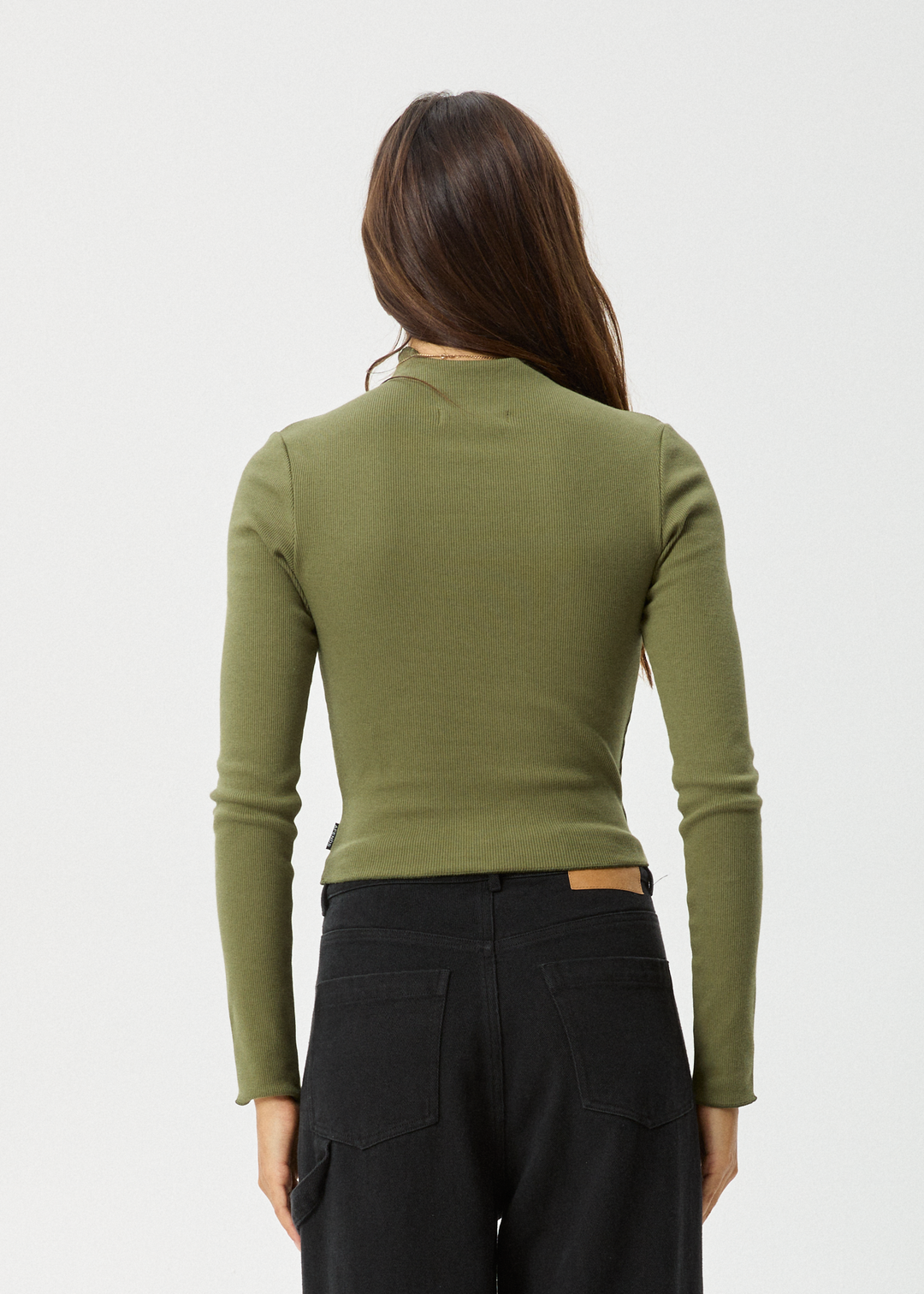 AFENDS Womens Iconic - Long Sleeve Rib Top - Military 