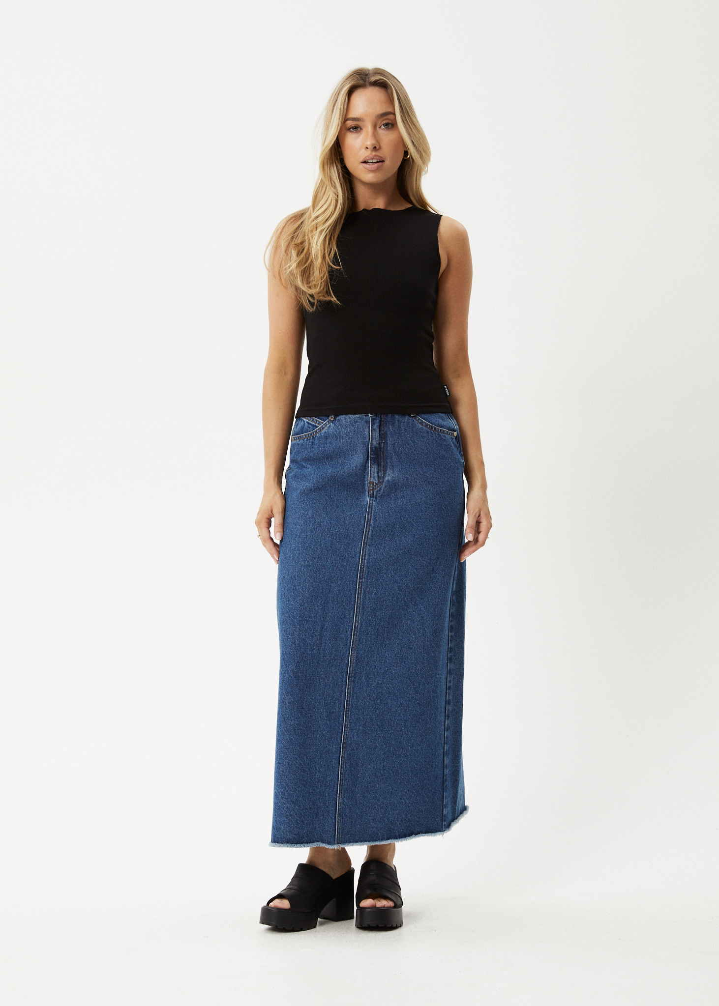 AFENDS Womens Peony - Rib High Neck Tank - Black