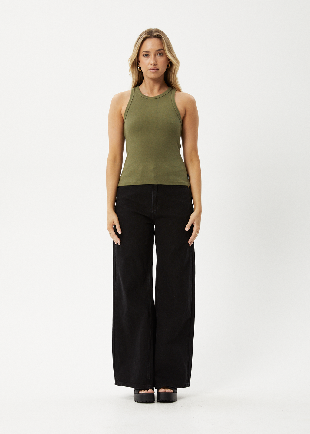 AFENDS Womens Lydia - Rib Singlet - Military