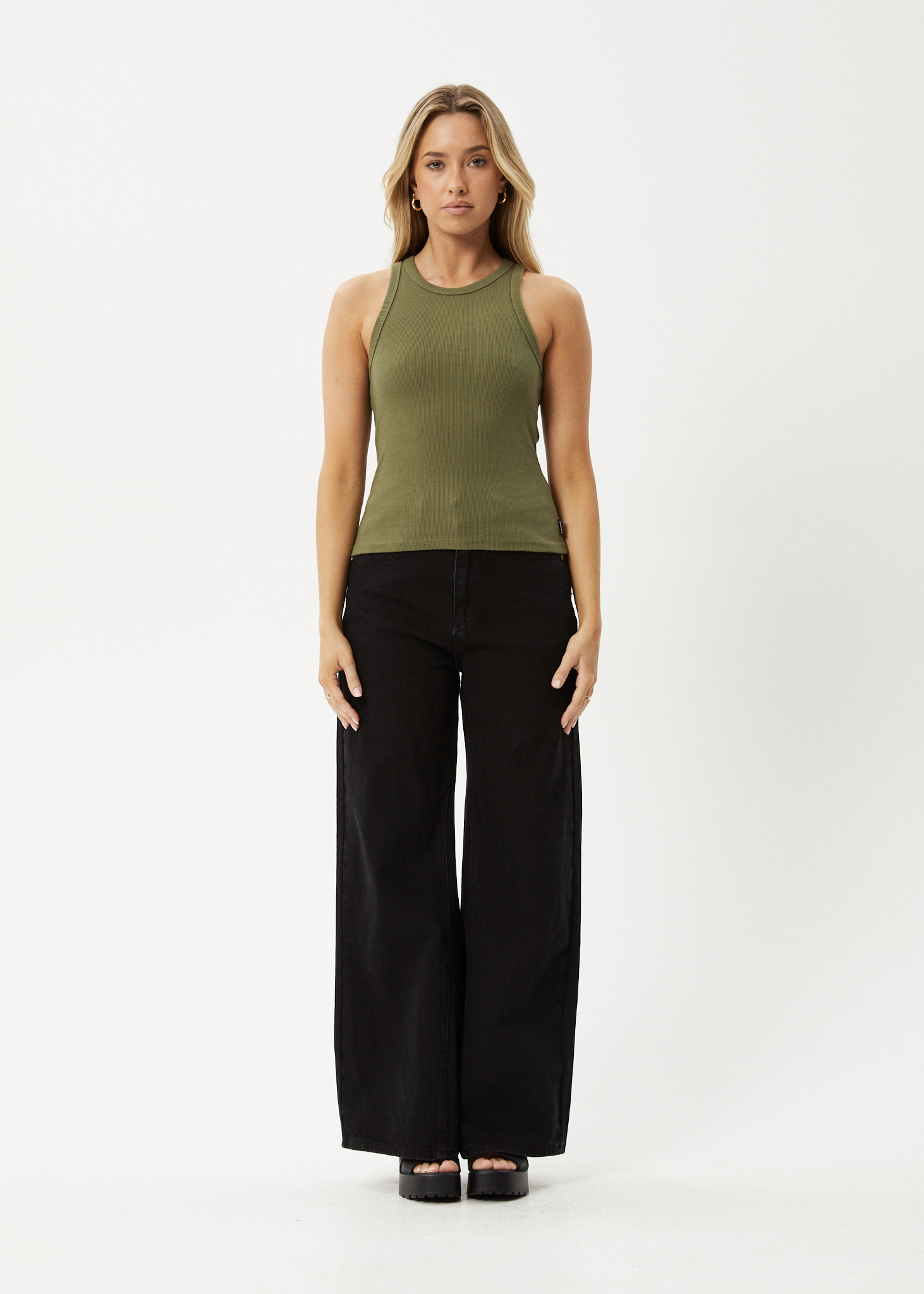 AFENDS Womens Lydia - Rib Singlet - Military