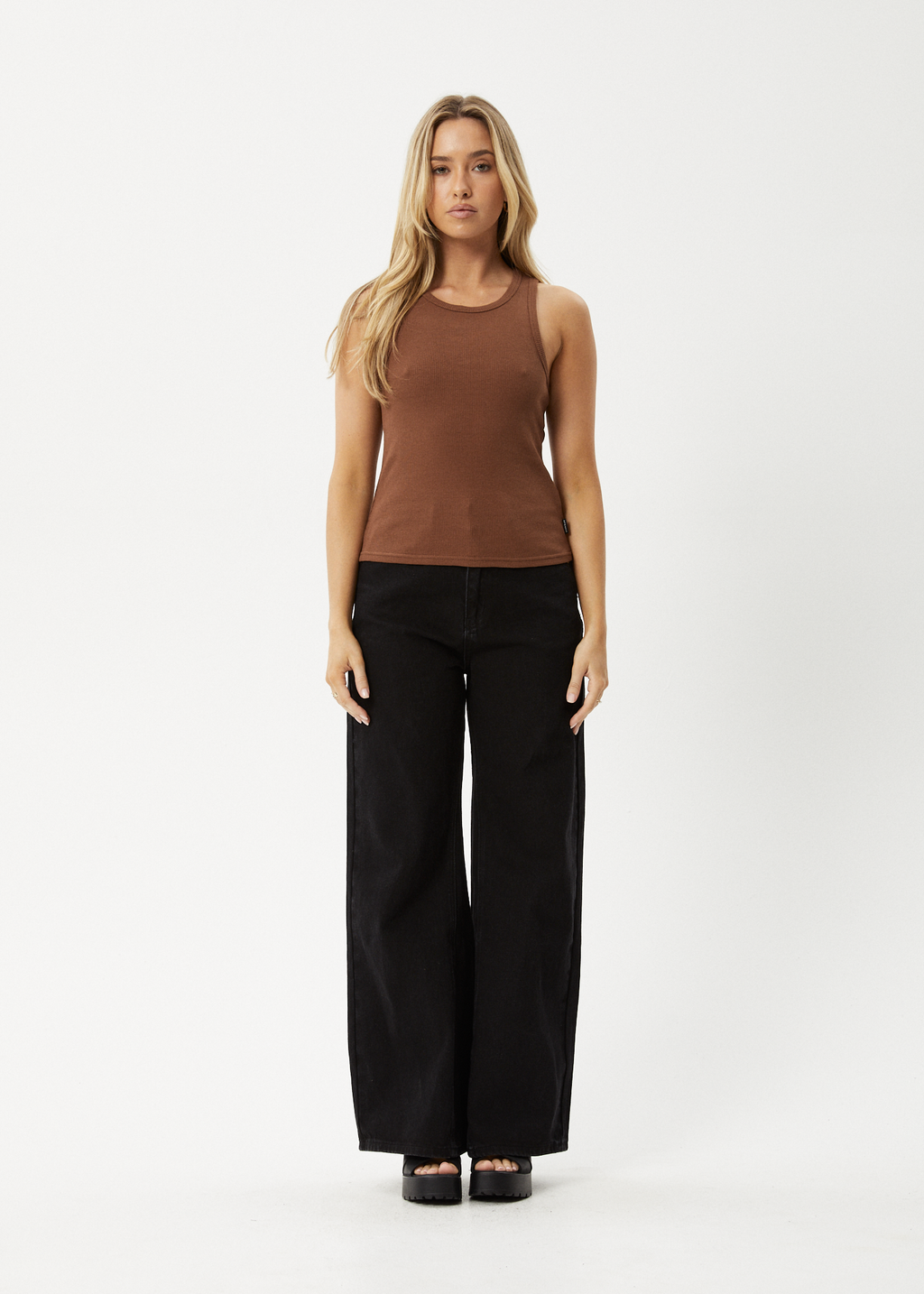 AFENDS Womens Lydia - Rib Singlet - Toffee