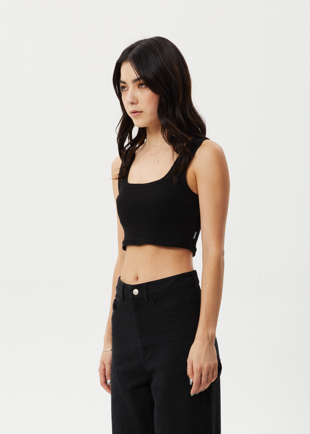 AFENDS Womens Chia - Ribbed Cropped Singlet - Black 