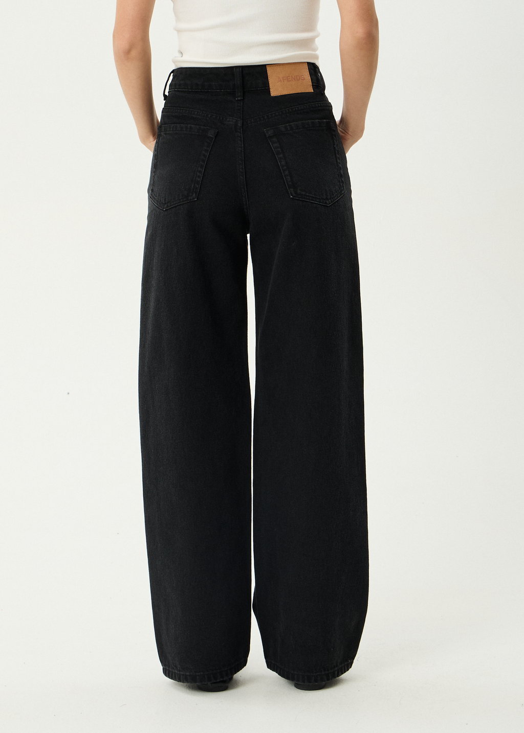 AFENDS Womens Bella - Denim Wide Leg Baggy Jean - Washed Black