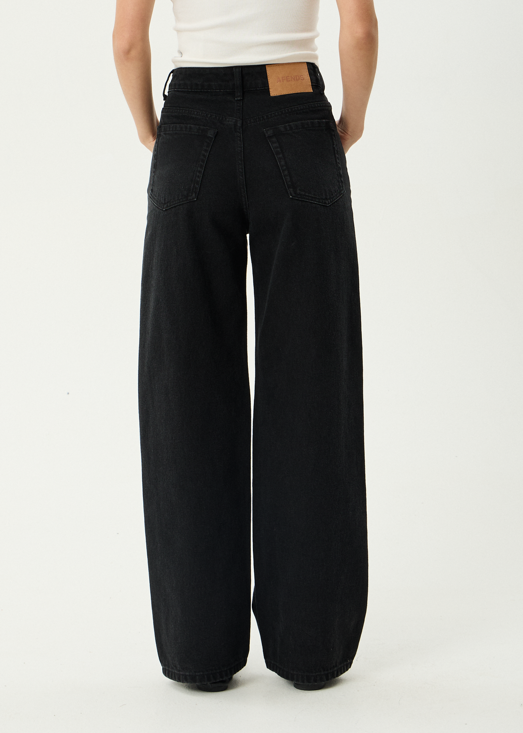 AFENDS Womens Bella - Denim Wide Leg Baggy Jean - Washed Black