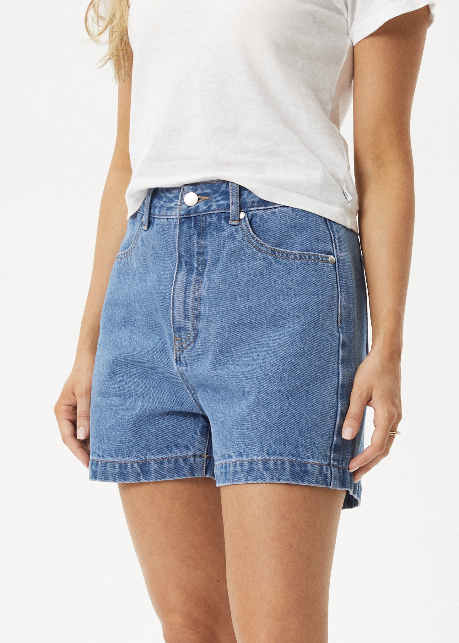 AFENDS Womens Seventy Threes - Denim Short - Worn Blue