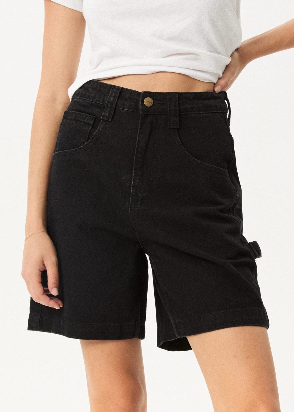 AFENDS Womens Fuji - Relaxed Cargo Short - Black