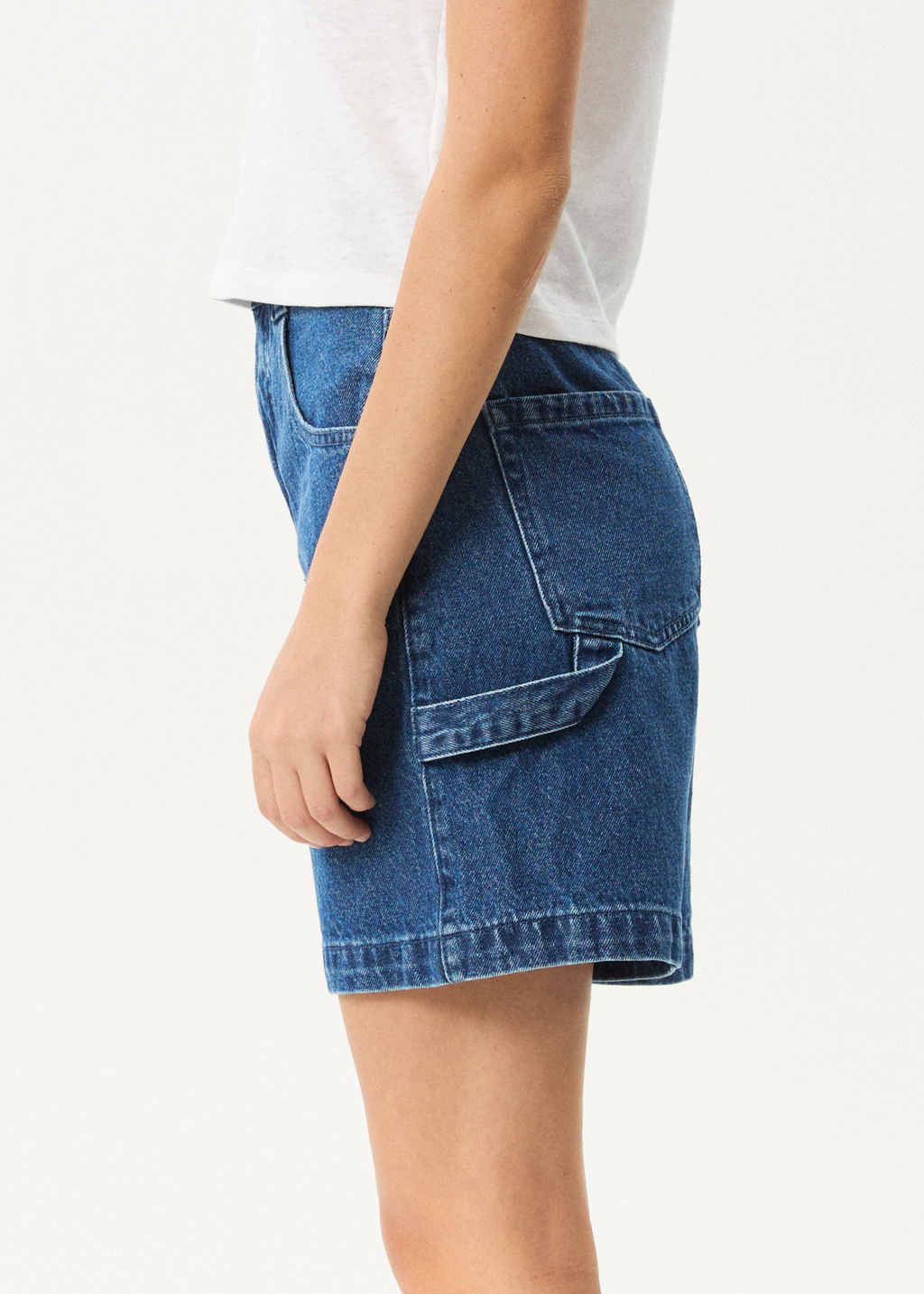 AFENDS Womens Emilie - Denim Workwear Short - Authentic Blue