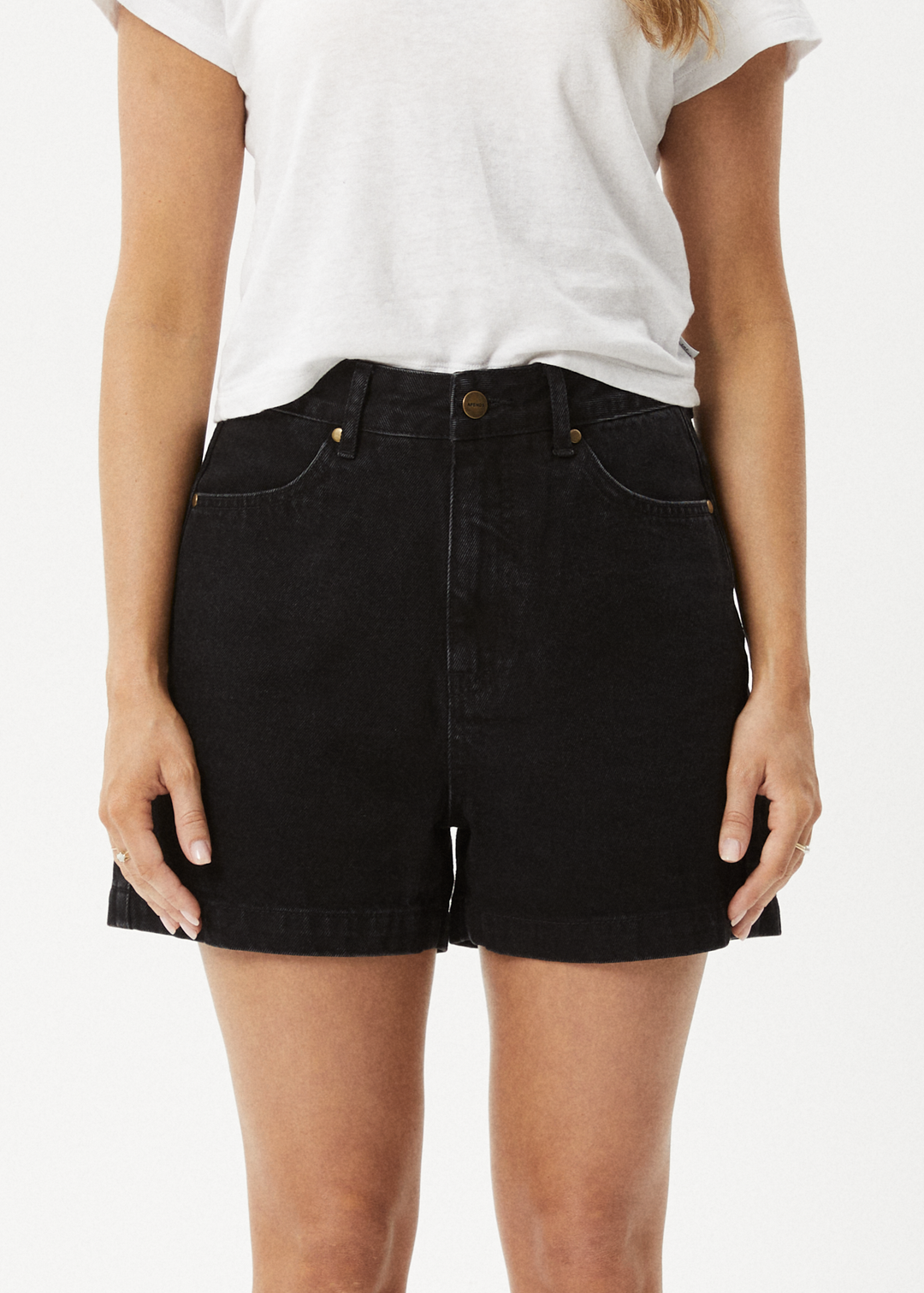 Denim black shorts womens sales