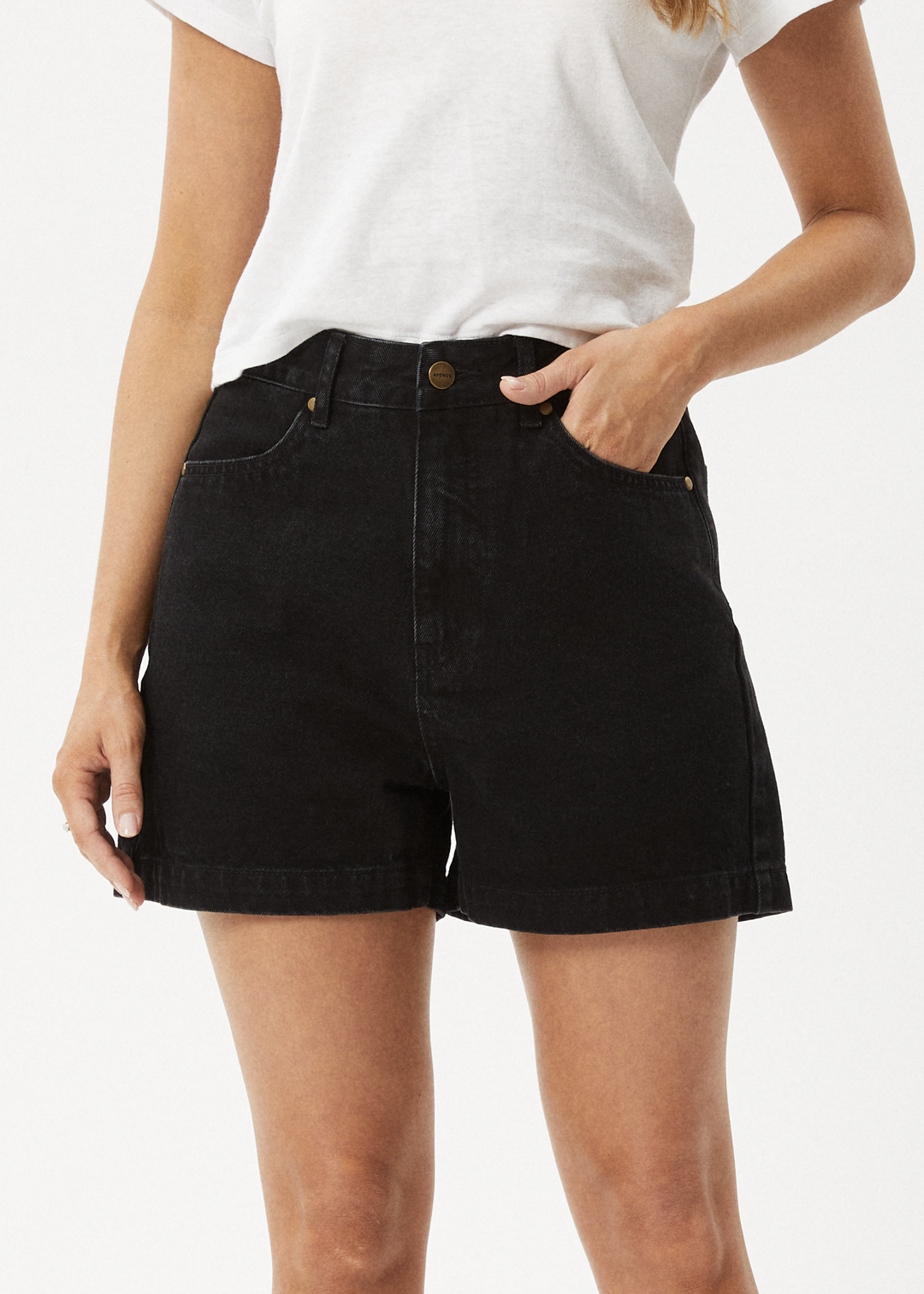 AFENDS Womens Seventy Threes - Denim Shorts - Washed Black 