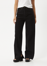 AFENDS Womens Bella - Organic Denim Baggy Jeans - Washed Black - Afends womens bella   organic denim baggy jeans   washed black 