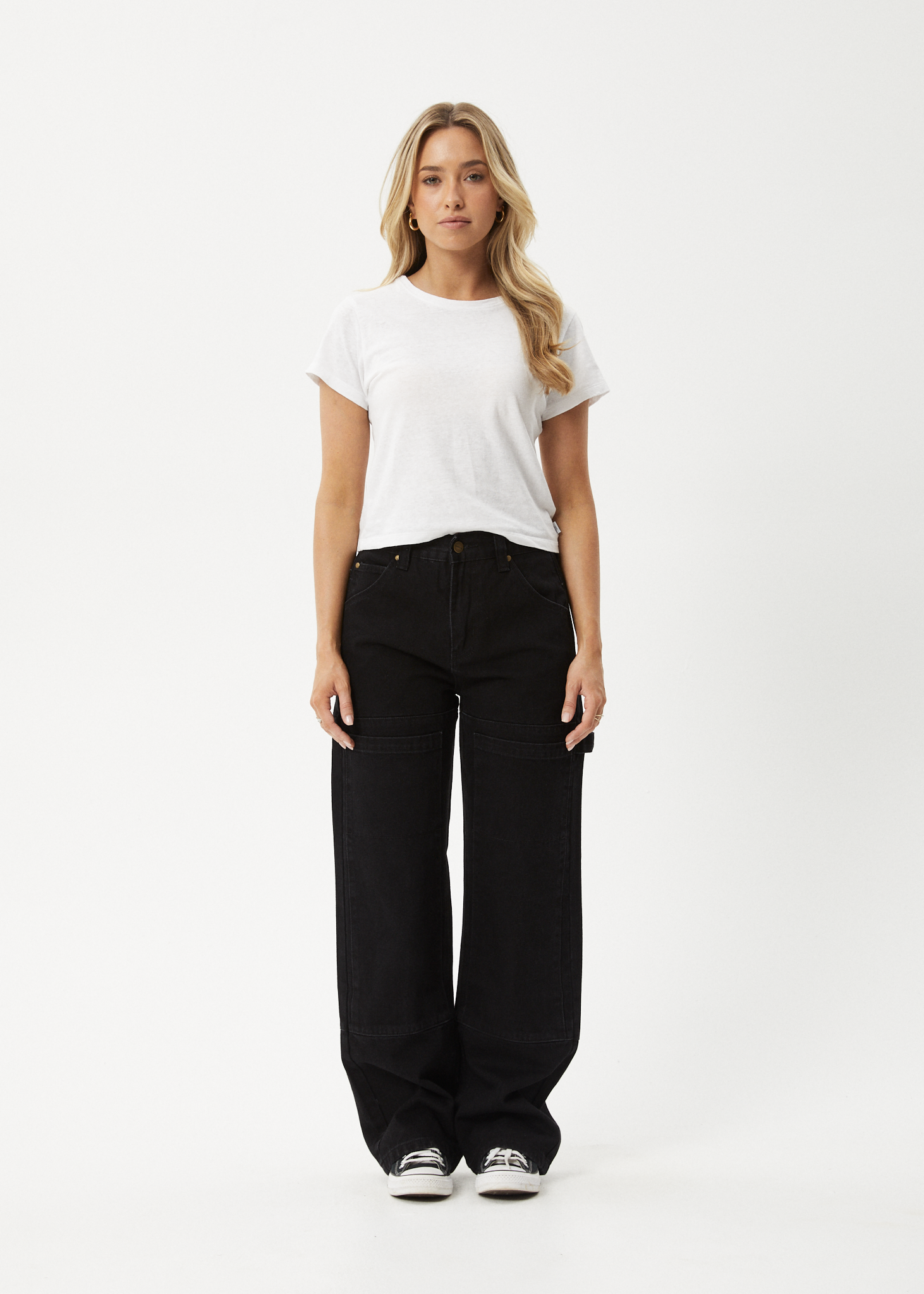 AFENDS Womens Moss - Denim Workwear Jean - Washed Black