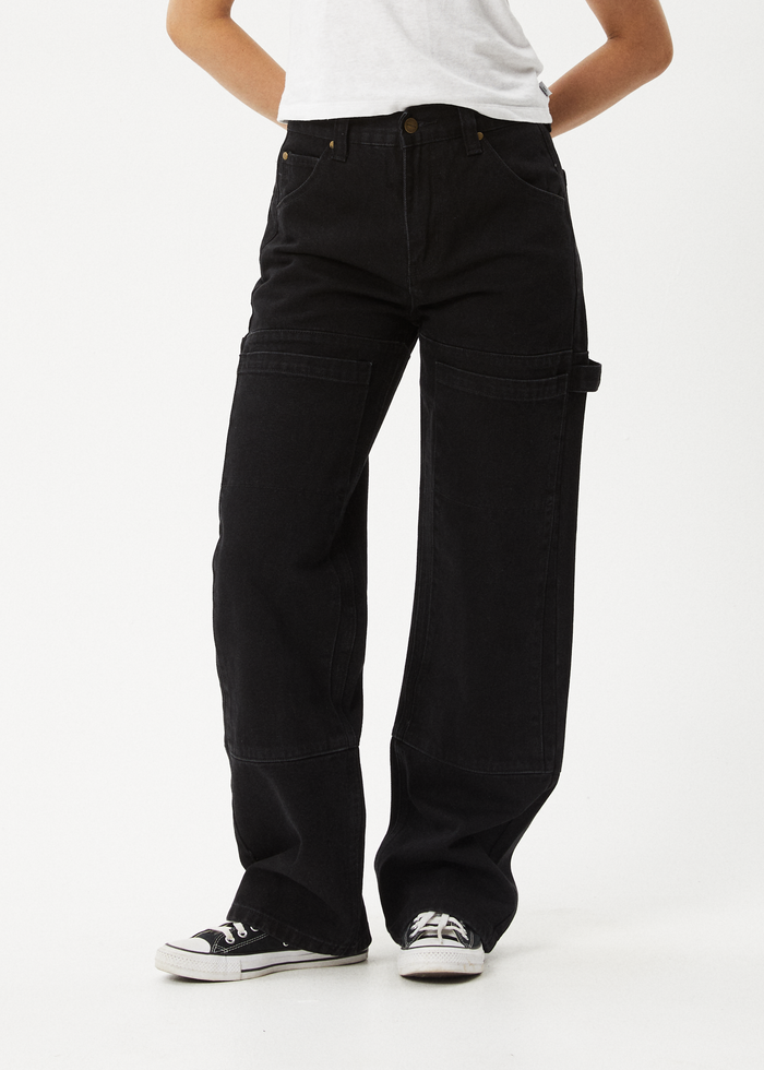 AFENDS Womens Moss - Organic Denim Carpenter Jeans - Washed Black 