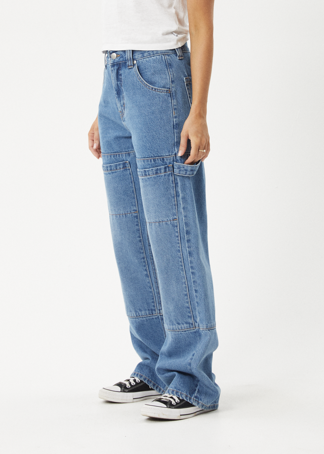 AFENDS Womens Moss - Denim Carpenter Jeans - Worn Blue 