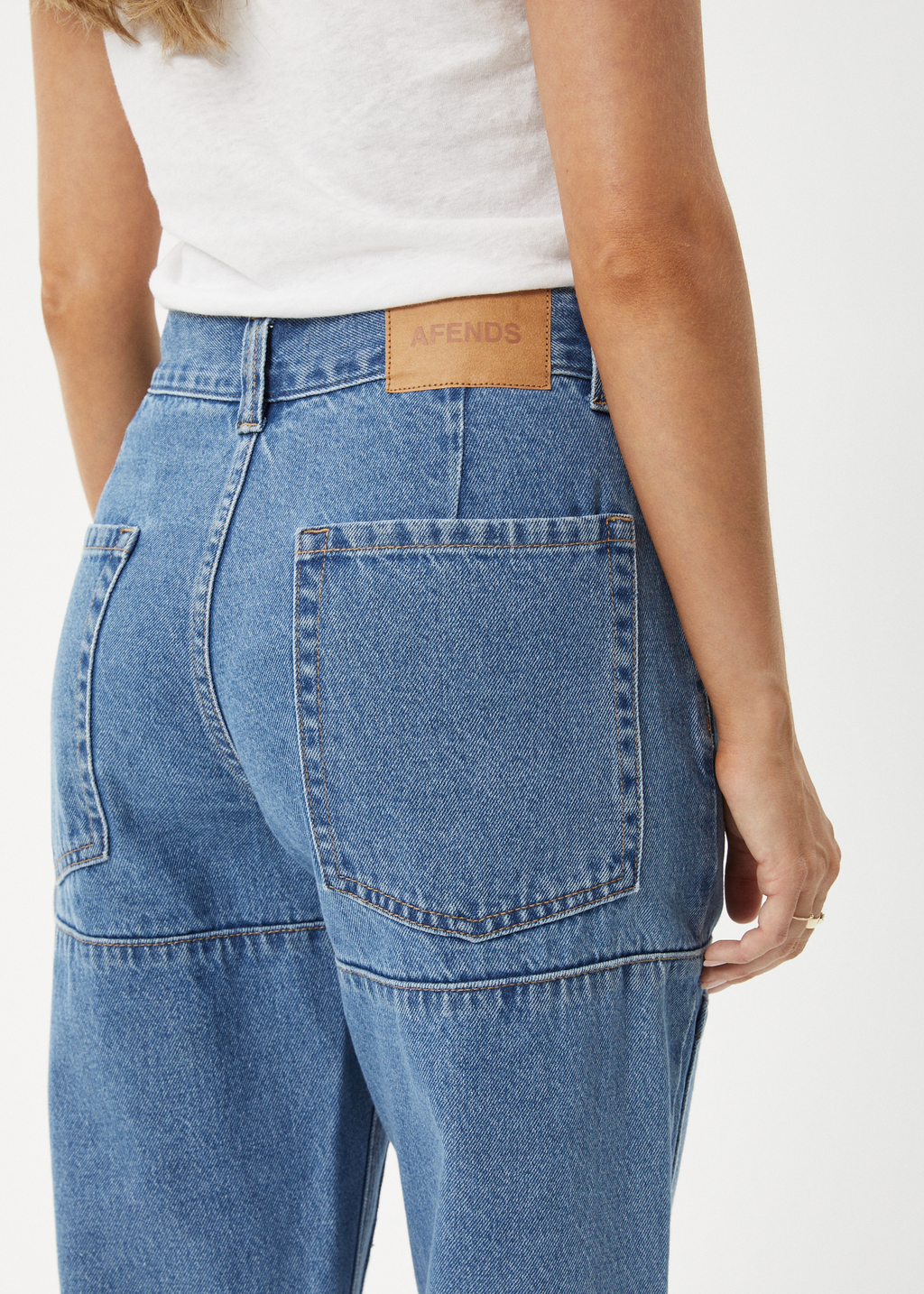 AFENDS Womens Moss - Denim Workwear Jean - Worn Blue