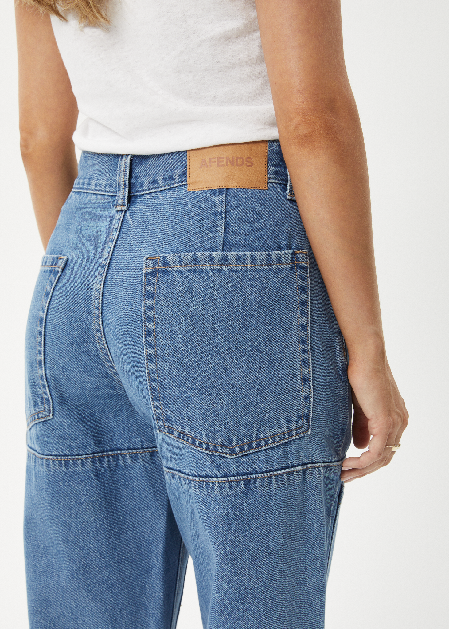 AFENDS Womens Moss - Denim Workwear Jean - Worn Blue