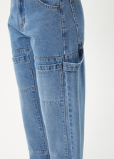 AFENDS Womens Moss - Hemp Denim Carpenter Jeans - Worn Blue - Afends womens moss   hemp denim carpenter jeans   worn blue 