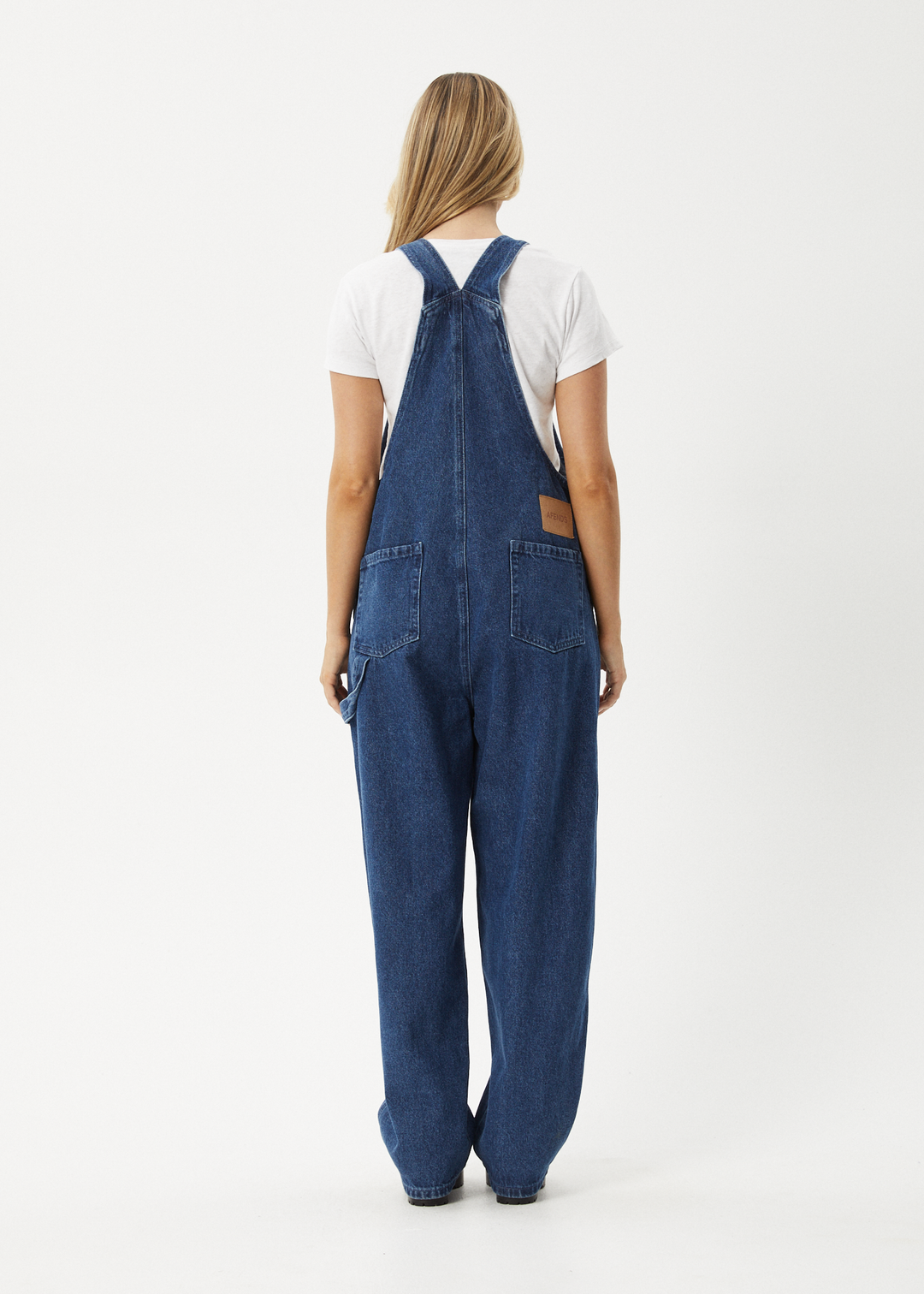 AFENDS Womens Louis - Denim Baggy Overalls - Authentic Blue 