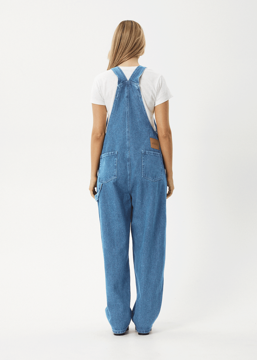 AFENDS Womens Louis - Denim Oversized Overalls - Worn Blue