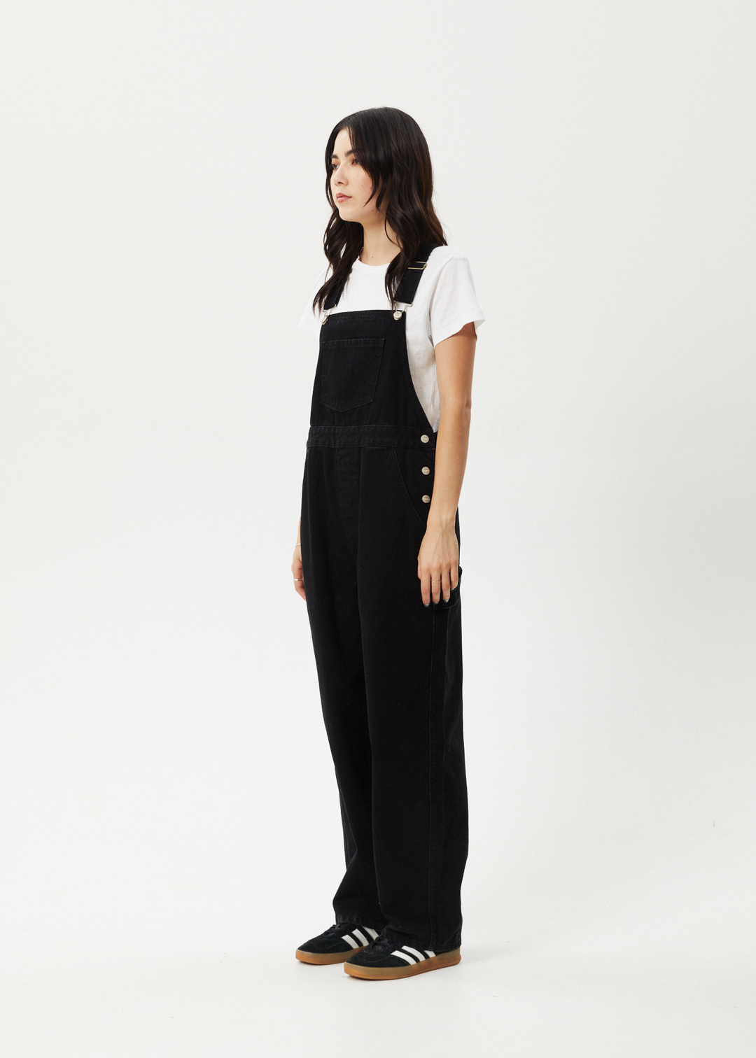 AFENDS Womens Louis - Denim Oversized Overalls - Washed Black 