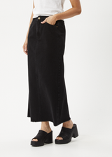 AFENDS Womens Chichi - Denim Midi Skirt - Washed Black - Afends womens chichi   denim midi skirt   washed black 