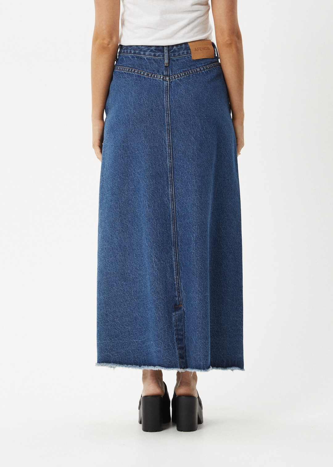 AFENDS Womens Chichi - Denim Midi Skirt - Authentic Blue 