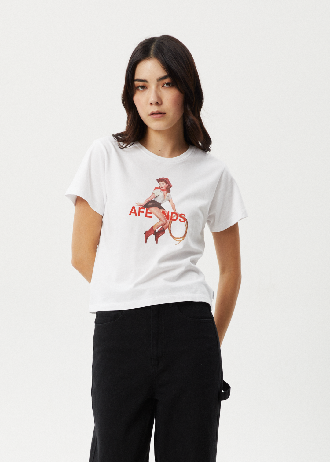 AFENDS Womens Sweet West - Baby Tee - White 