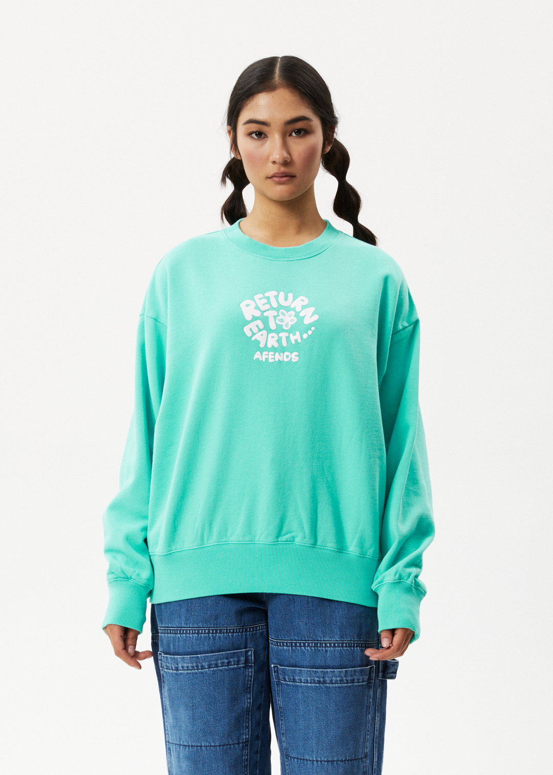 AFENDS Womens Taylor - Crew Neck Jumper - Jade W231501-JAD-XS