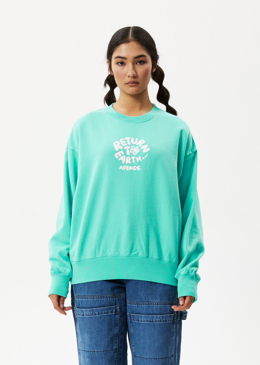 AFENDS Womens Taylor - Crew Neck Jumper - Jade - Afends AU.