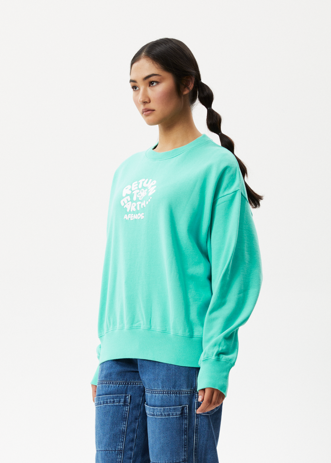 AFENDS Womens Taylor - Crew Neck Jumper - Jade 