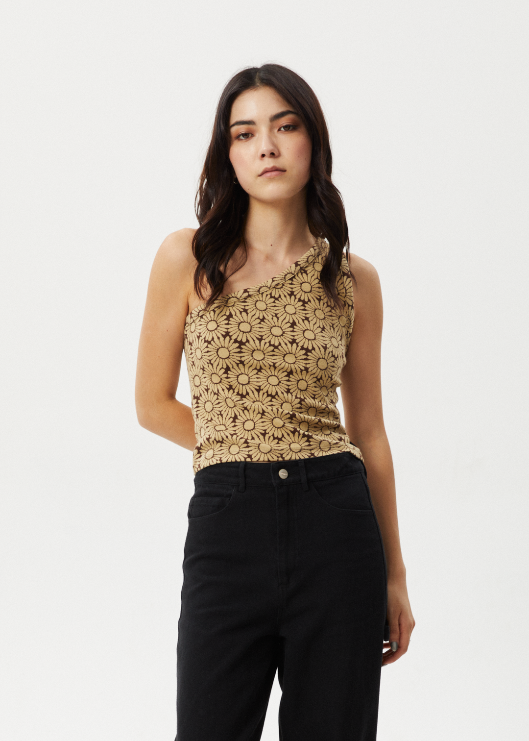 AFENDS Womens Daisy - One Shoulder Top - Toffee 