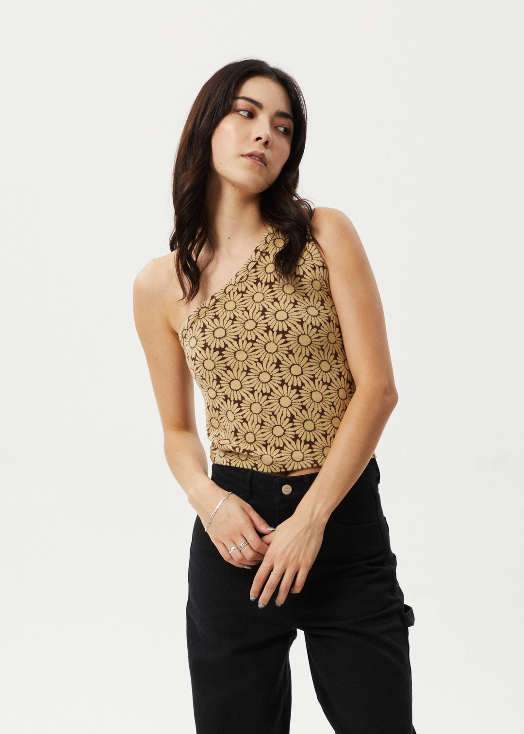 AFENDS Womens Daisy - One Shoulder Top - Toffee 