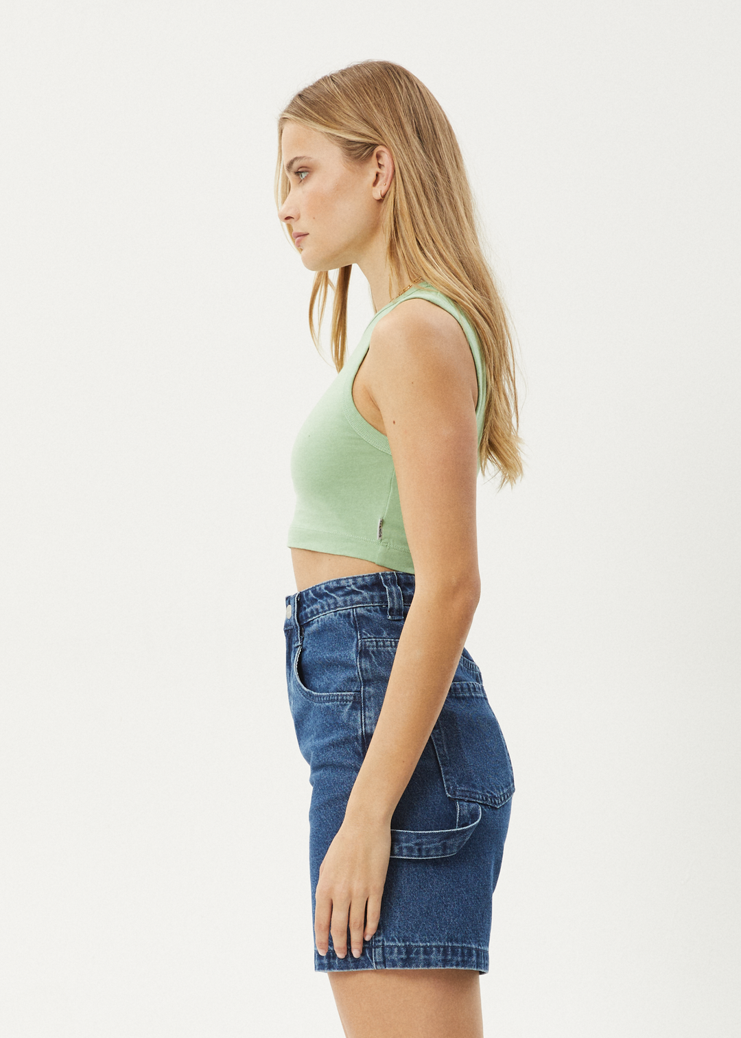 AFENDS Womens Orchid - Cropped Singlet - Pistachio 