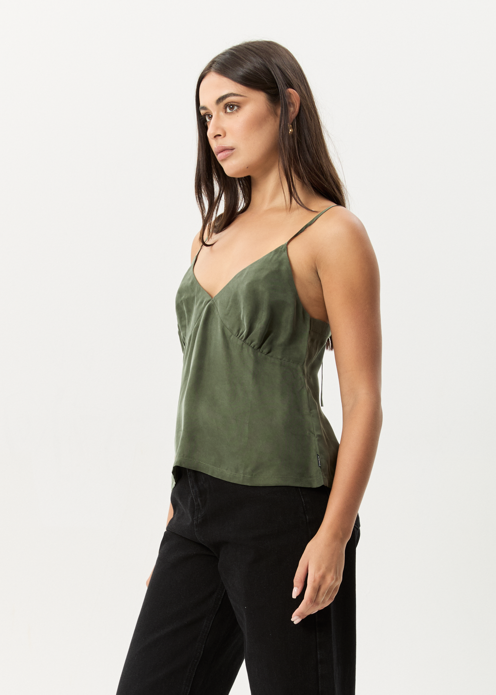 AFENDS Womens Gemma - Cupro Cami Top - Deep Green